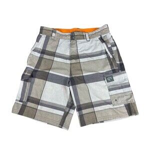 Beach2Street ZeroXPosur Mens M Plaid Board Shorts Swim Trunks Cargo Y2K